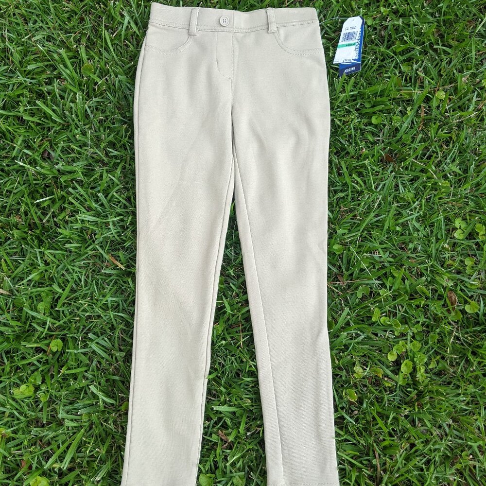 Nautica Girls' Cozy Knit Jegging, School Uniform, Khaki Size 8 Regular
